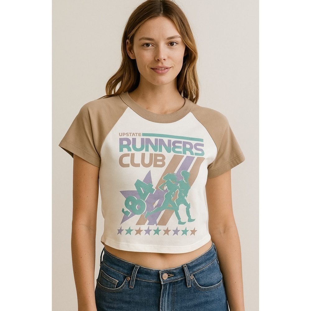 NWT Girl Dangerous Free People Runners Club 84 Graphic Short Sleeve Crop Shirt